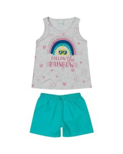 Pijama Infantil Conjunto Curto de Menina Verão Estampada Arco-Íris Malwee