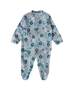 Pijama Infantil Longo Inverno de Menino Macacão Tip Top Urso Polar Azul Soft