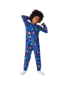 Pijama Longo Menino Inverno Malwee Macacão Azul Estampa de Universo
