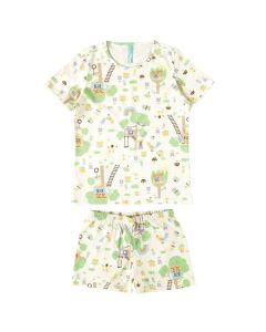 Pijama Infantil Conjunto Curto Menina Verão Estampa Casa da Árvore no Jardim Malwee