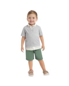 Conjunto Verão Infantil Menino Milon Camiseta Polo e Bermuda