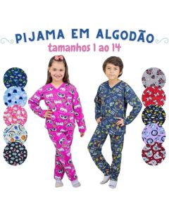 Pijama Infantil Menina e Menino Mafessoni em Flanela Estampas