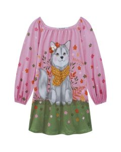 Vestido Infantil Kukiê Em Malha Comfy Cachorrinho