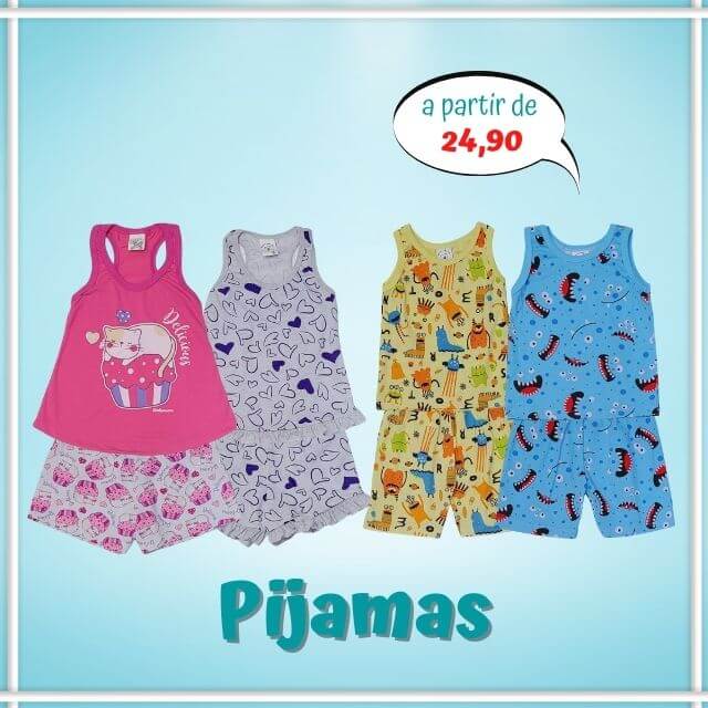 Pijamas infantis para todas as estações, pijamas de inverno e verão para menino e menina